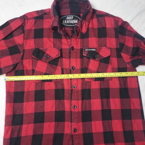 Hot‎ Leathers Men's Flannel Shirt Size Medium Red Black Buffalo Check - Picture 6 of 10